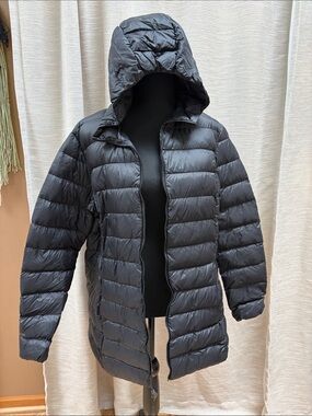 Eddie Bauer Black Hooded Packable Puffer Coat - Women